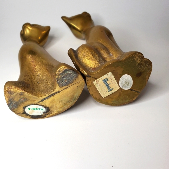 Vintage MCM Solid Brass Cats Korea Mid Century Decor - Picture 5 of 6